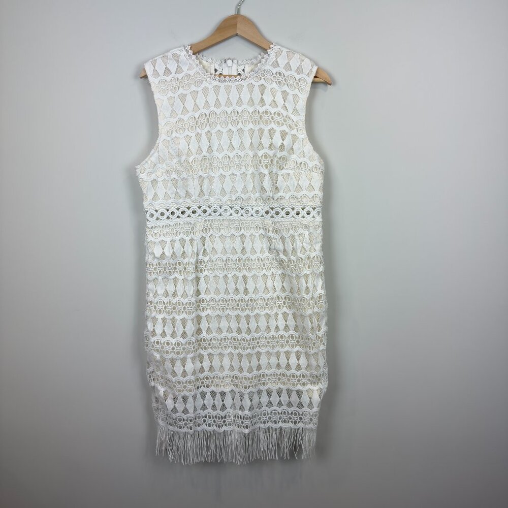 Lulus Kenna White Crochet Lace Sleeveless Bodycon Dress, Size XL